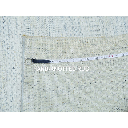 Rug 2'7"x13'9" Owl Gray Hand Knotted Grass Design Undyed Pure Wool Runner