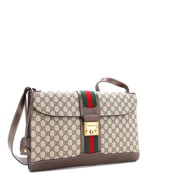 Gucci Padlock Web Messenger Bag Gg Coated Canvas Large