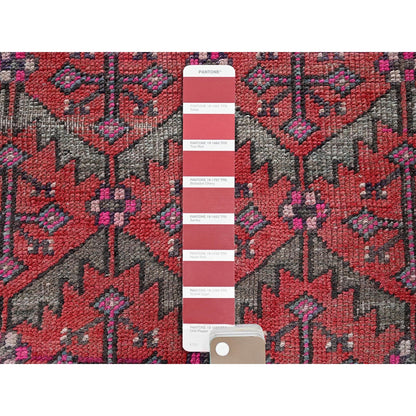 2'8"X9'10" Red Vintage Northwest Zoroastrian Hand Knotted Wool Runner Rug