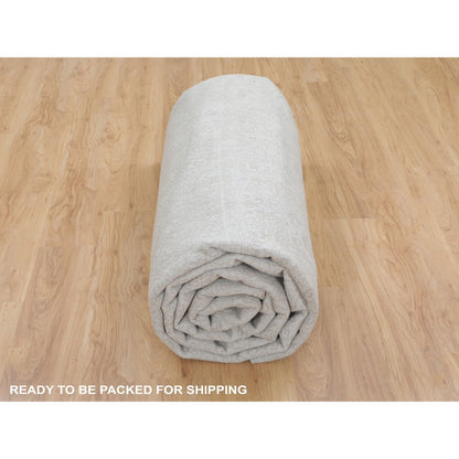 11'8"X14'8" Oversized Taupe Fine Jacquard Hand Loomed Wool And Artsilkrug