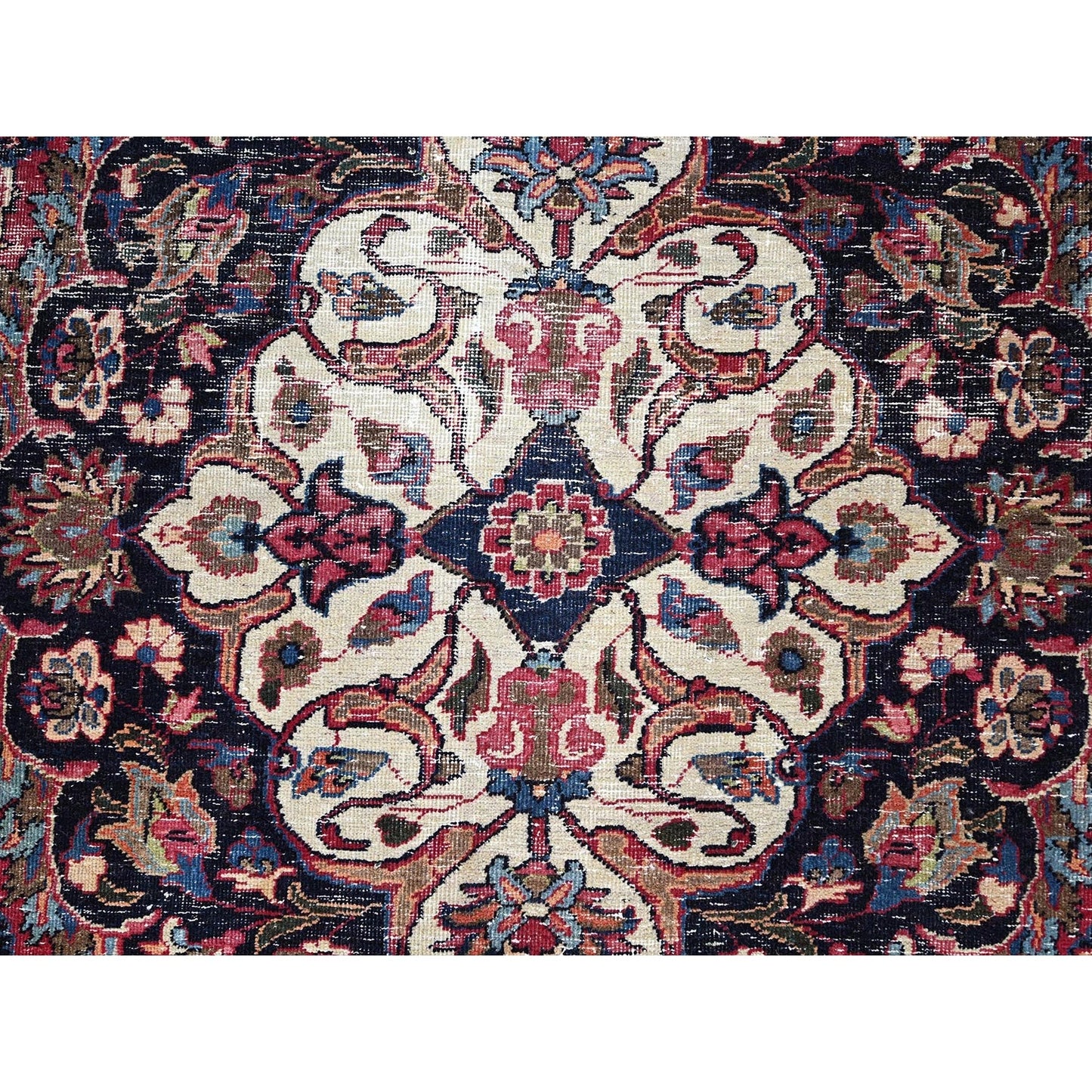 Rug 10'x12'7" Red and Worn Zoroastrian Wool Hand Knotted