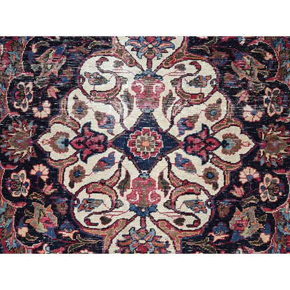 Rug 10'x12'7" Red and Worn Zoroastrian Wool Hand Knotted