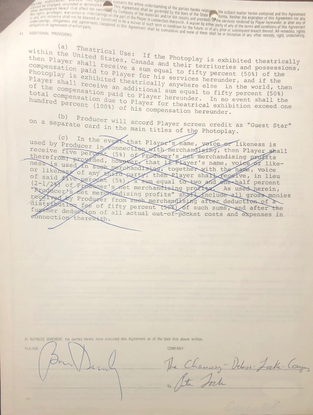 Brian Dennehy Autographed Contract (Jsa)