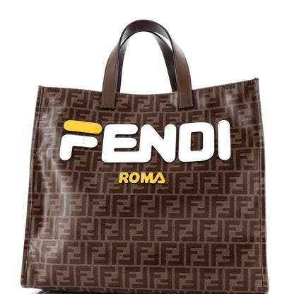Fendi Mania Logo Shopper Tote Zucca Coated Canvas Large