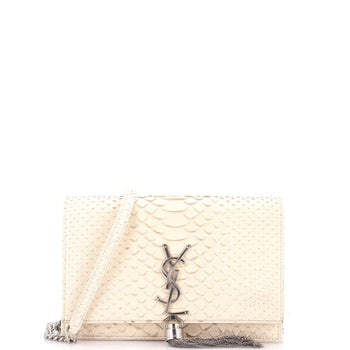 Saint Laurent Classic Monogram Tassel Crossbody Bag Python Embossed Leather