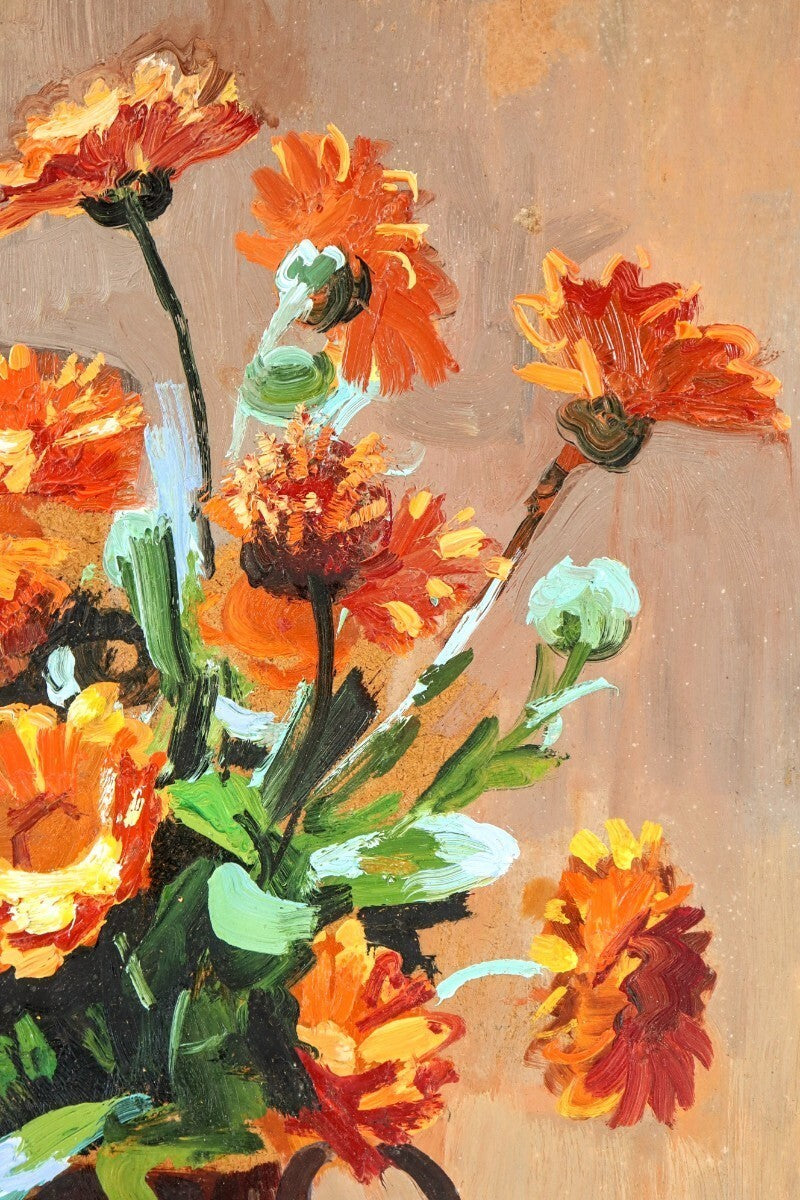 Andr Jouault Calendulas Original Oil Painting Still Life Flowers Signed The F