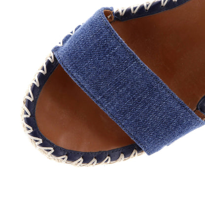 Valentino Garavani Women's Double Wedge Sandals Denim Rockstud Ankle Strap