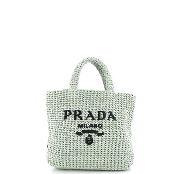 Prada Logo Tote Raffia Small