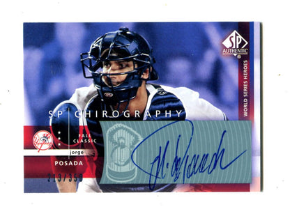 Jorge Posada 2003 Upper Deck Sp Chirography #Jp1 Autographed Card /350