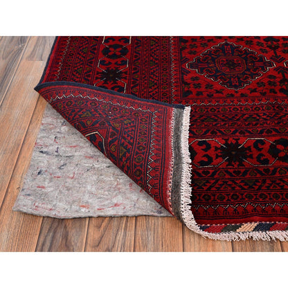 8'5"X11'5" Red Afghan Khamyab With Geometric Pattern Hand Knotted Wool Rug