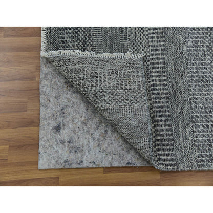 2'7"X20' Cloudburst Gray Grass Undyed Wool Hand Knotted Xl Runner Rug