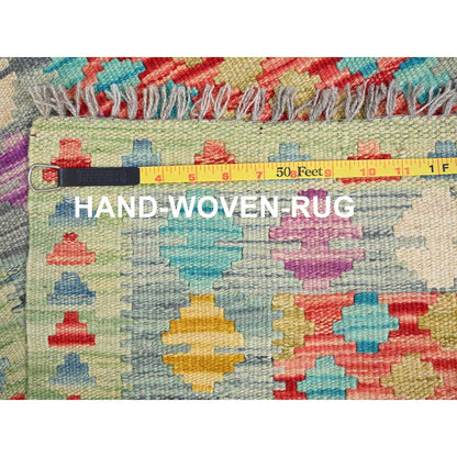 2'X2'10" Red Afghan Kilim Natural Wool Hand Woven Oriental Rug