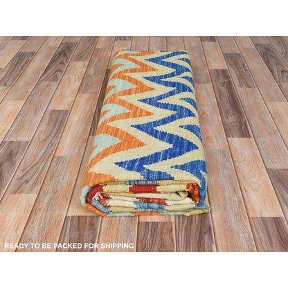 6'6"X9'3" Colorful Afghan Kilim Flat Weave Organic Wool Hand Woven Rug