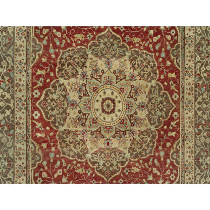 6'2"X9'1" Caliente Red Antiqued Haji Jalili Design Wool Hand Knotted Rug