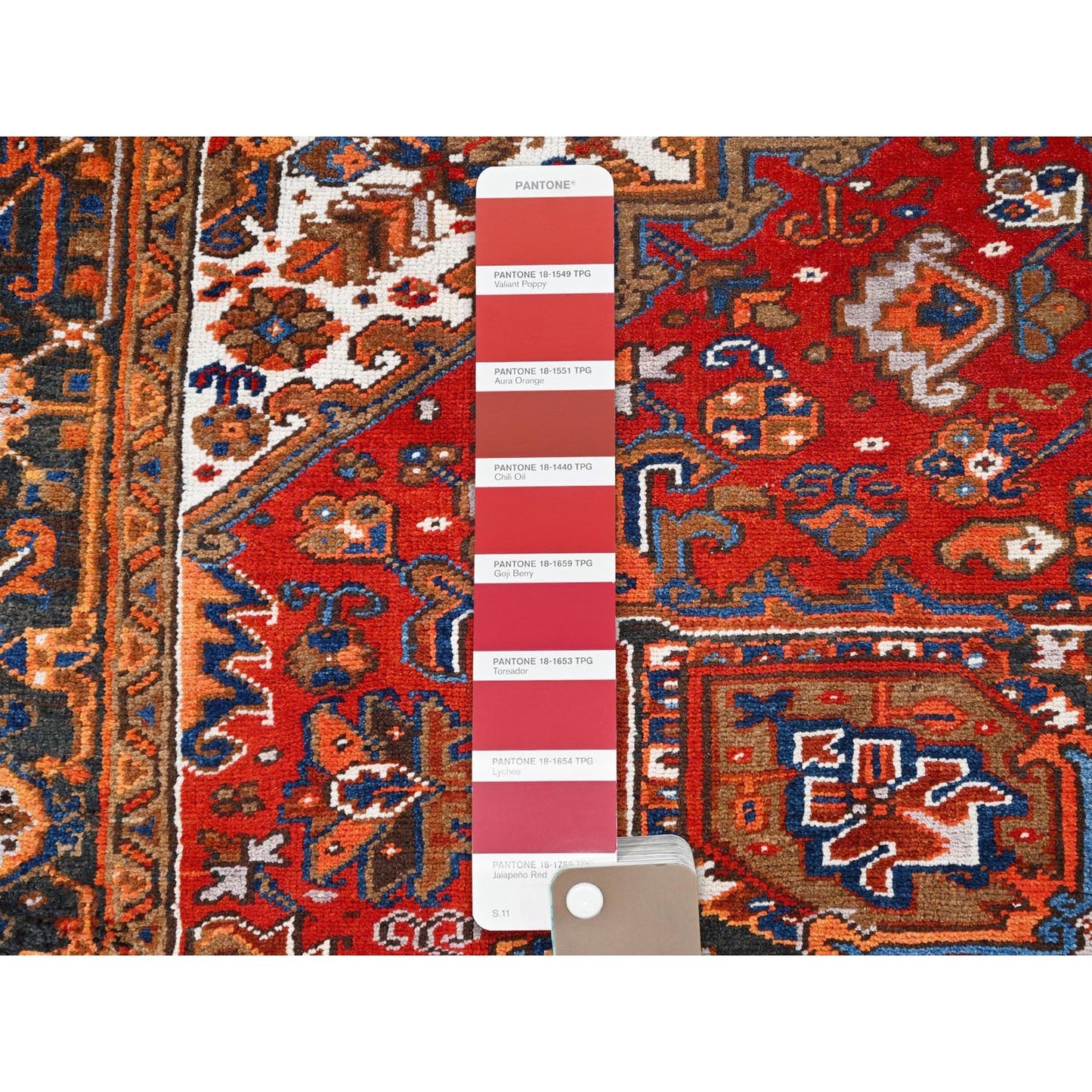 7'5"X8'10" Red Worn Wool Hand Knotted Vintage Zoroastrian Heris Rug