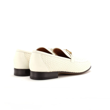 Gucci Men'S Horsebit Loafers Woven Leather