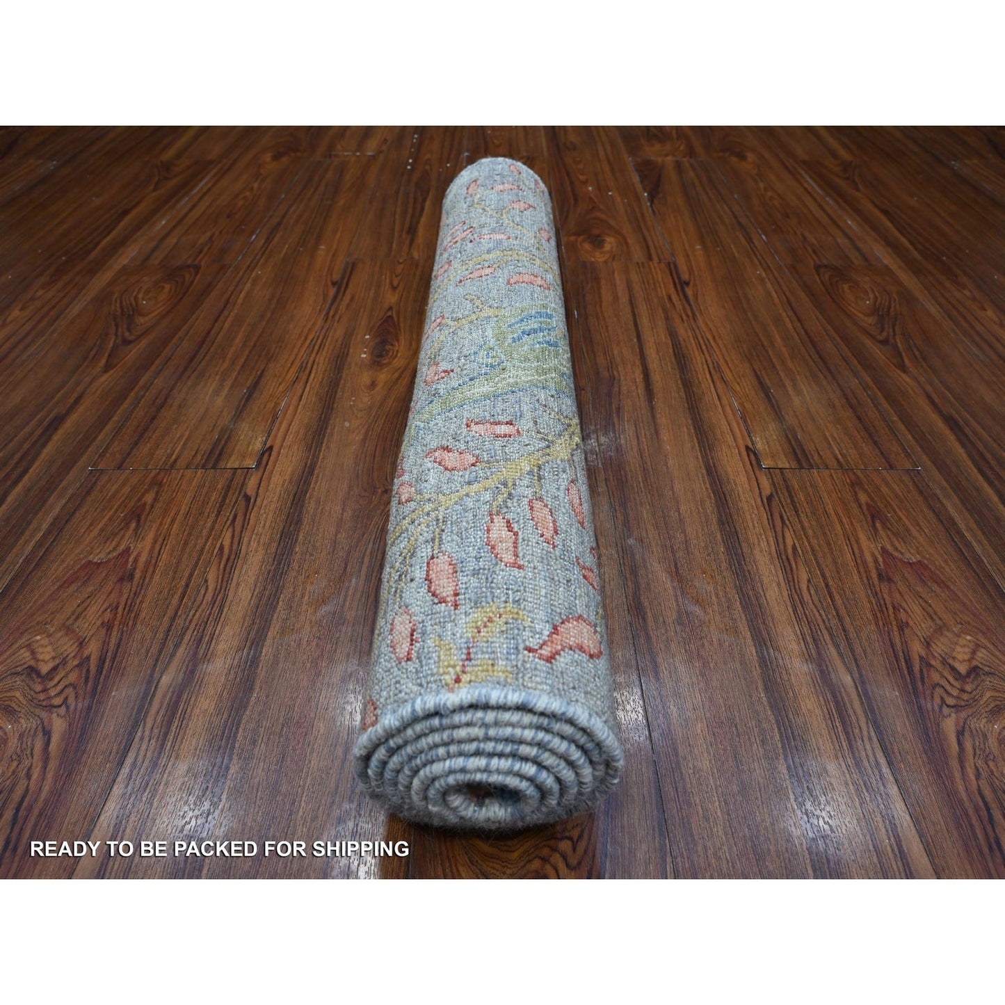 2'6"X5'9" Dolphin Gray Hand Knotted Peshawar Birds Paradise Runner Rug