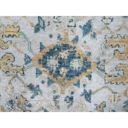 3'X4'10" Blue Broken And Erased Zoroastrian Heris Hand Knotted Wool Rug