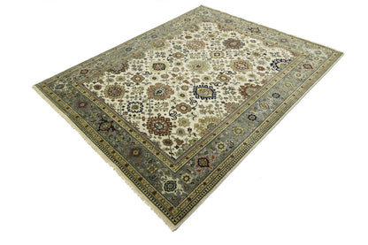 Wool Oriental Rug Geometric Style Carpet Farmho
