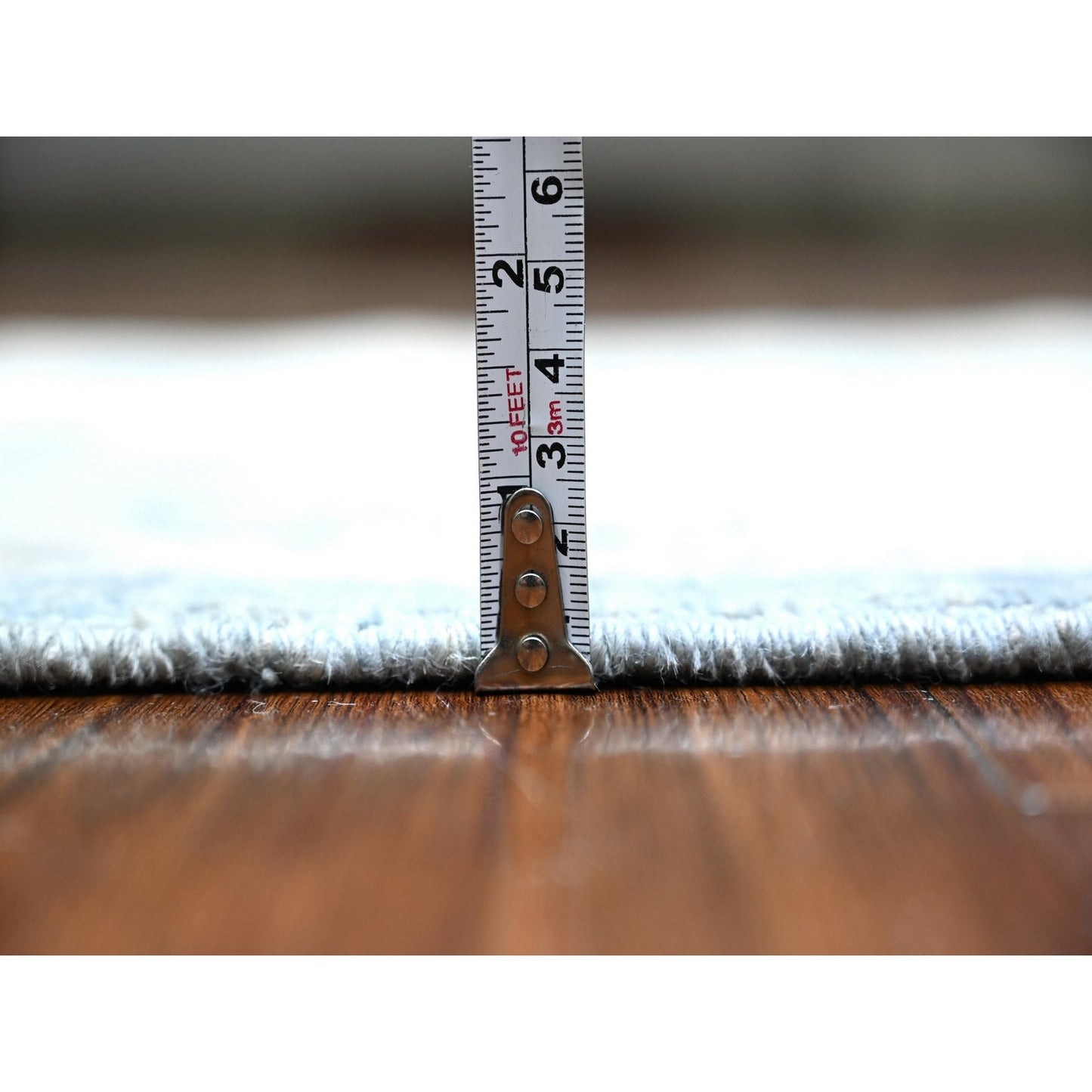 2'8"X10'4" Blue Hand Knotted Natural Wool White Wash Peshawar Runner Rug