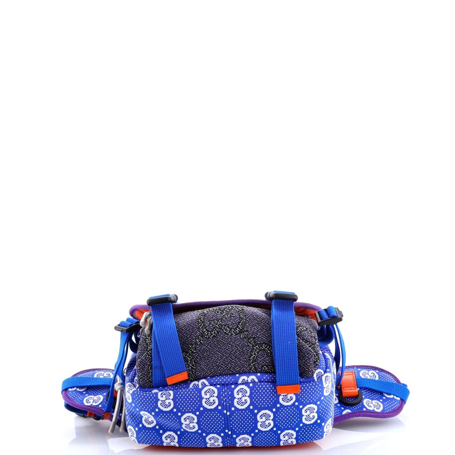 Gucci Buckle Flap Chest Strap Backpack Gg Fabric With Rubber