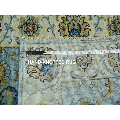 2'9"X24'3" Sapphire Blue Hand Knotted All Wool Shah Abbas Xl Runner Rug
