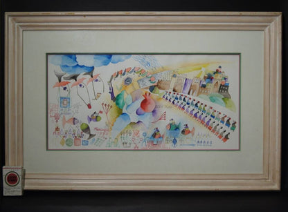 Raphael Abecassis (Israel) Original Watercolor On Paper Signed Framed 1990