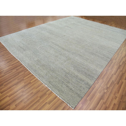 11'10"X15'4" Templeton Gray Undyed Wool Hand Knotted Grass Oversized Rug