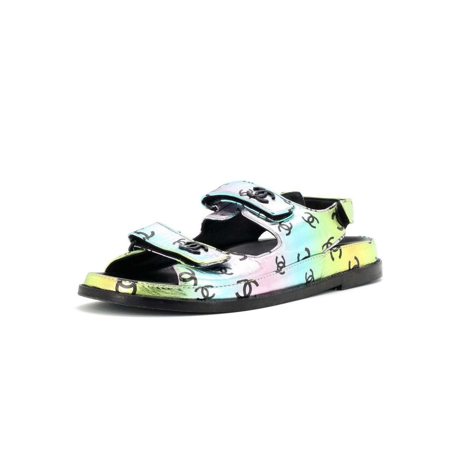 Chanel Women'S Dad Sandals Printed Laminated Leather