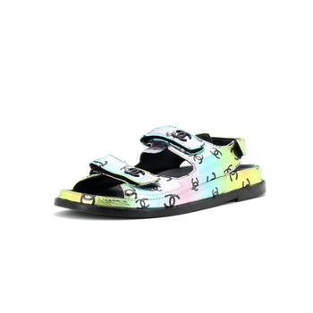 Chanel Women'S Dad Sandals Printed Laminated Leather
