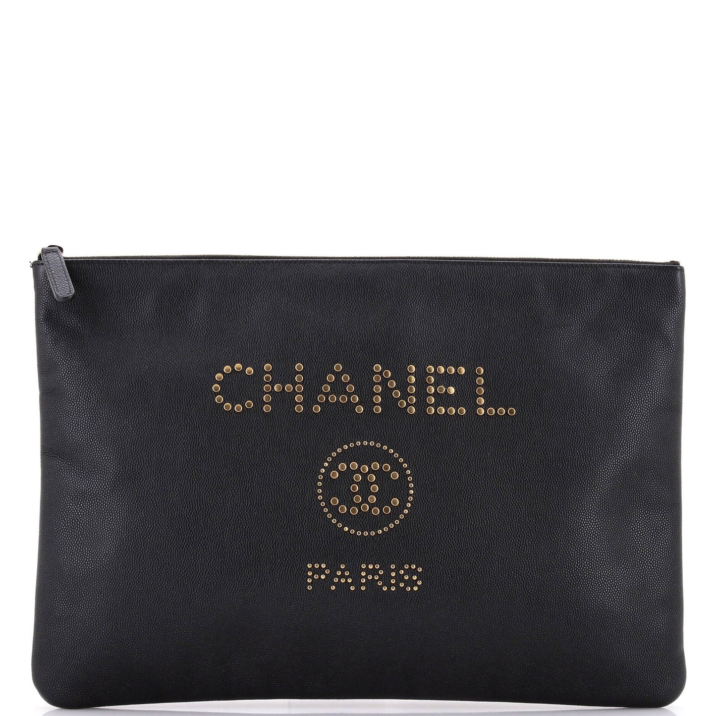 Chanel Deauville Pouch Studded Caviar Large