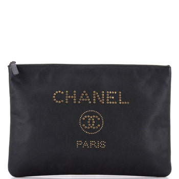 Chanel Deauville Pouch Studded Caviar Large