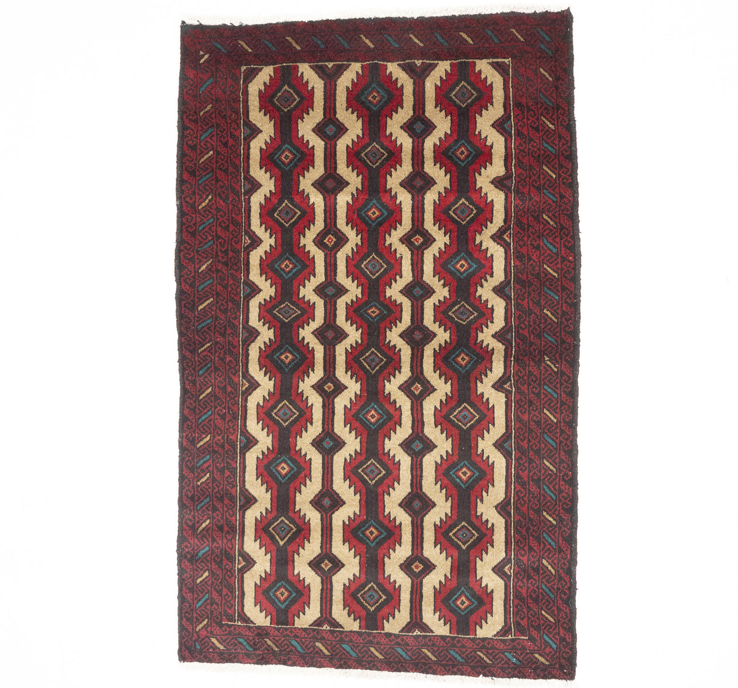 Vintage Hand-Knotted Oriental Rug 4X6 Ft Tribal