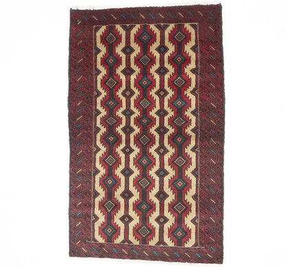 Vintage Hand-Knotted Oriental Rug 4X6 Ft Tribal