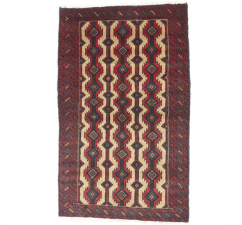 Vintage Hand-Knotted Oriental Rug 4X6 Ft Tribal