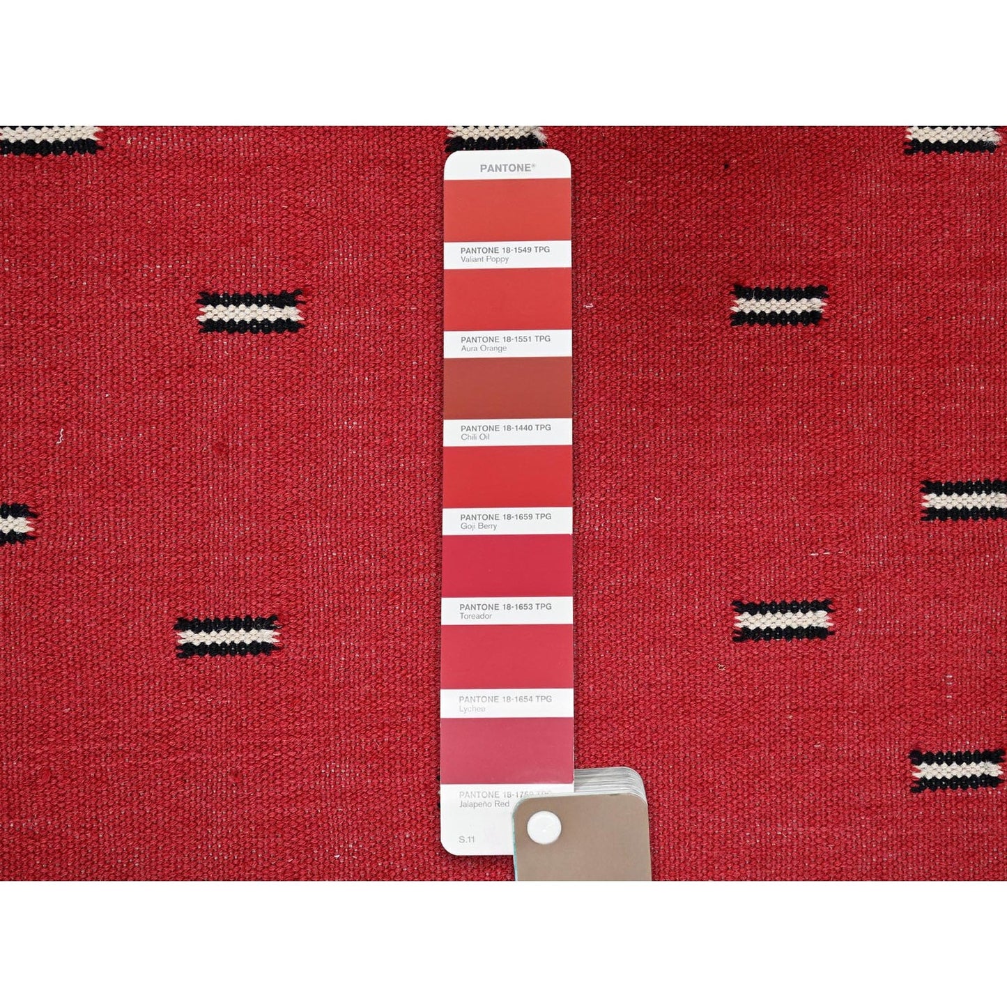 9'2"x11'6" Red Flat Weave Southwest Geometric Design Hand Woven Wool Rug