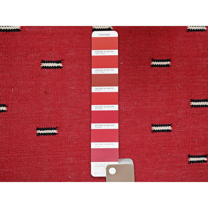 9'2"x11'6" Red Flat Weave Southwest Geometric Design Hand Woven Wool Rug