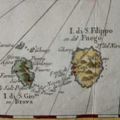 1781 Bellin Antique Map "Carta Dellisole Di Capo Verde" Hand-Colored Engraving