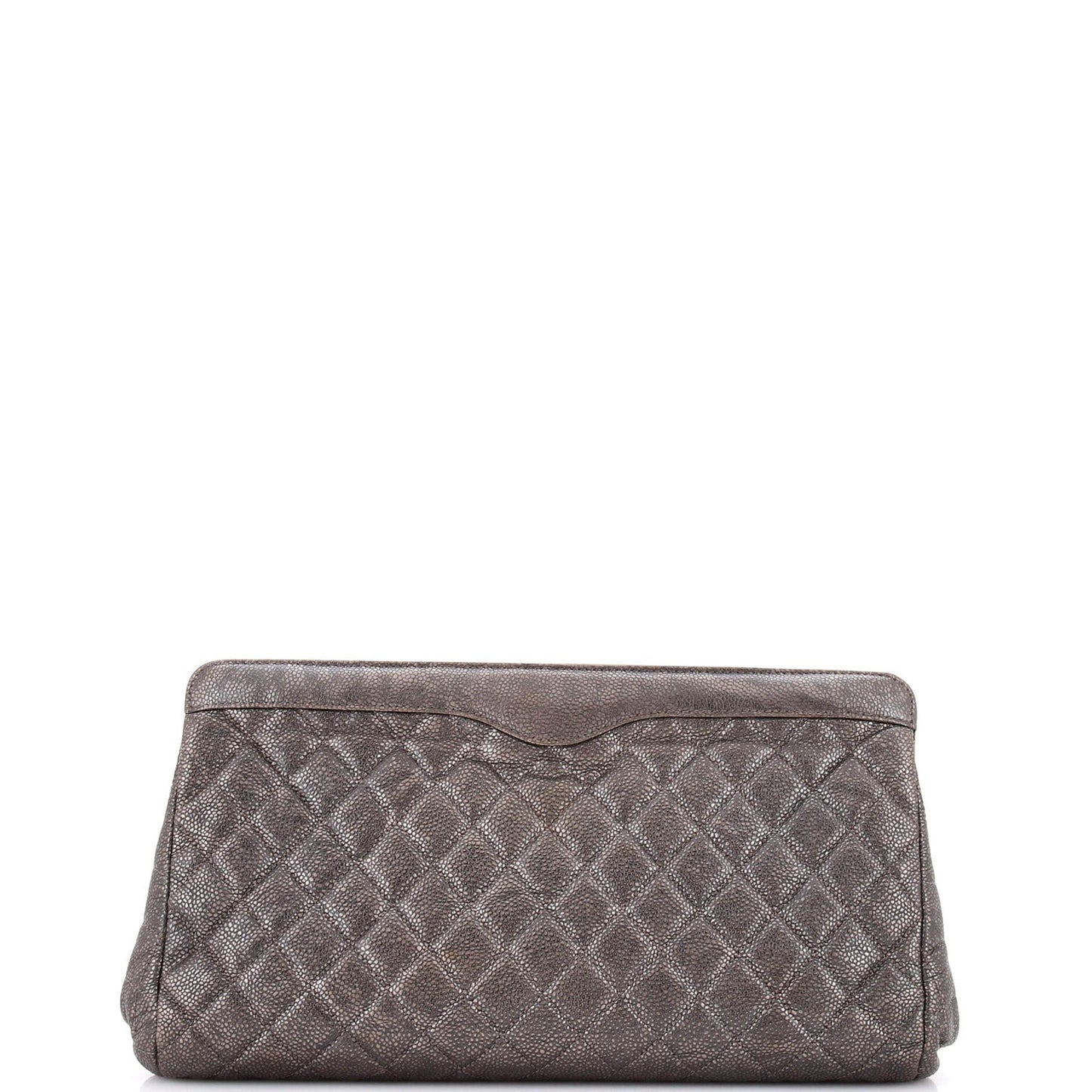 Large Chanel CC Frame Clutch Quilted Caviar
