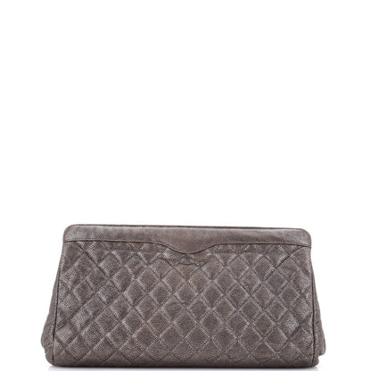 Large Chanel CC Frame Clutch Quilted Caviar