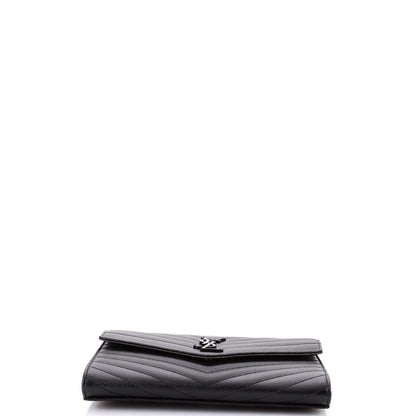 Saint Laurent Classic Monogram Envelope Wristlet Clutch Matelasse Chevron