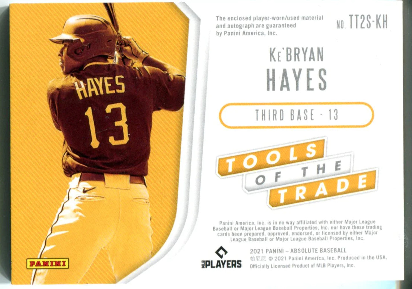 Ke'Bryan Hayes 2021 Panini Absolute Tools Of The Trade Dual Patch/Autographed Ro