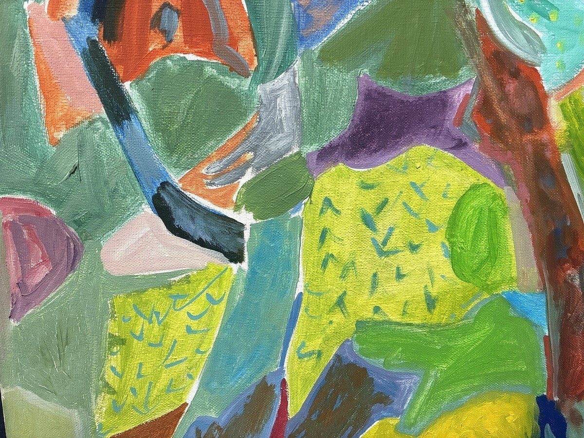 Denise Margoni Flowering Apple Tree Oil Painting Signed French Abstract Framed