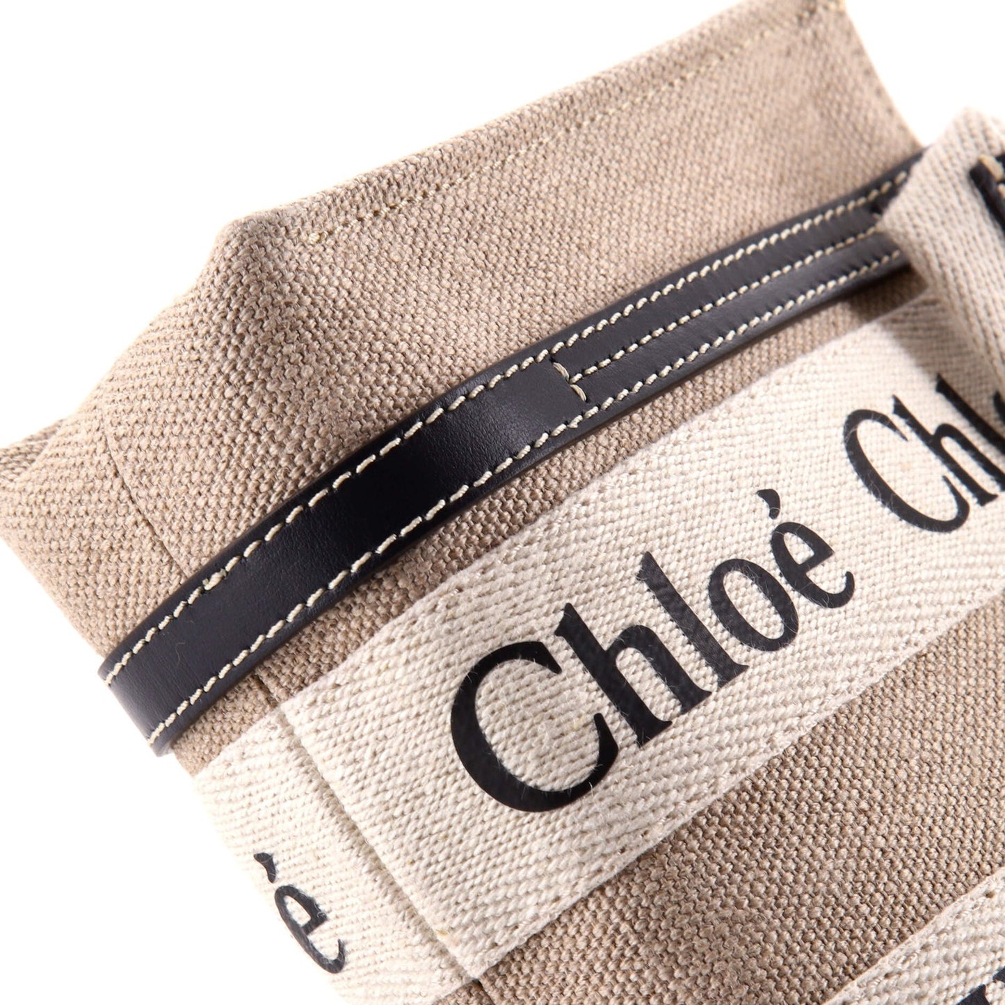 Chloe Woody Convertible Tote Canvas With Leather Mini
