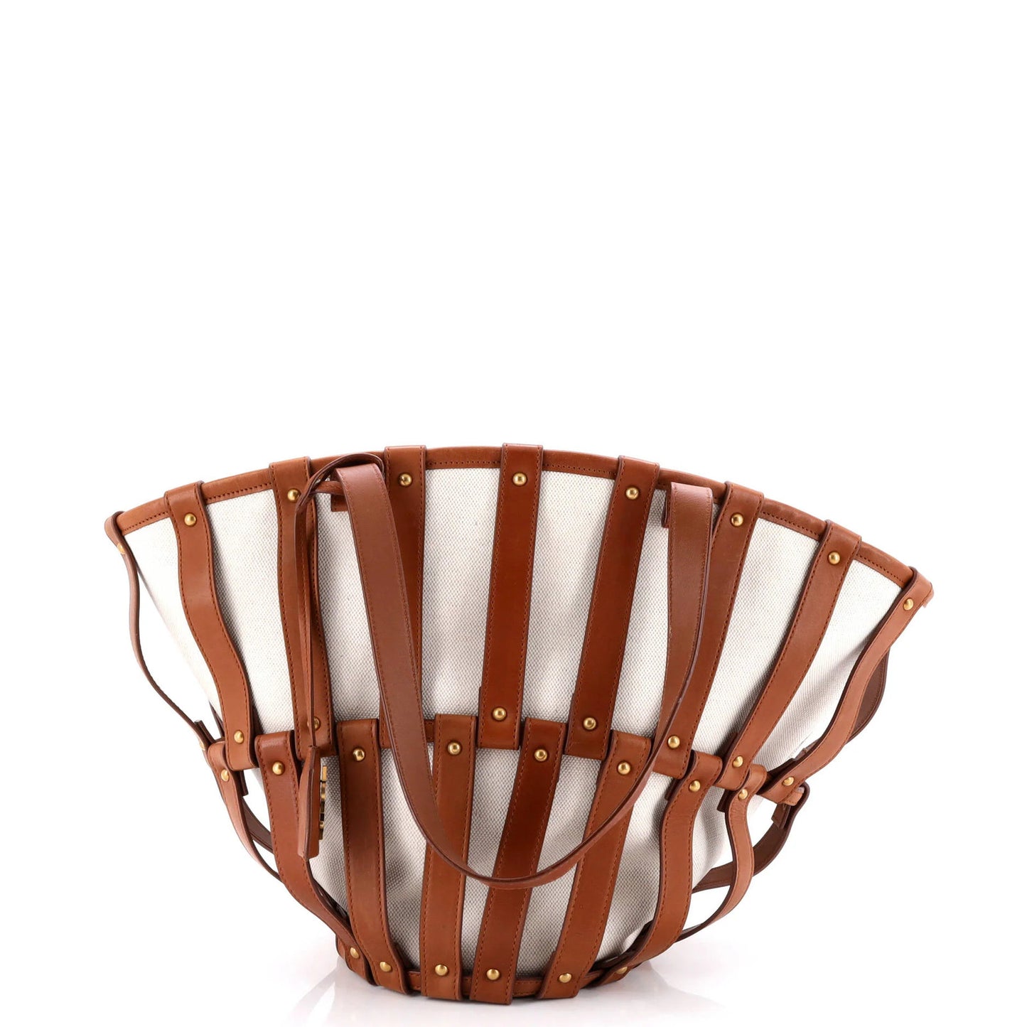 Saint Laurent Beatrix Panier Cut Out Tote Canvas With Leather