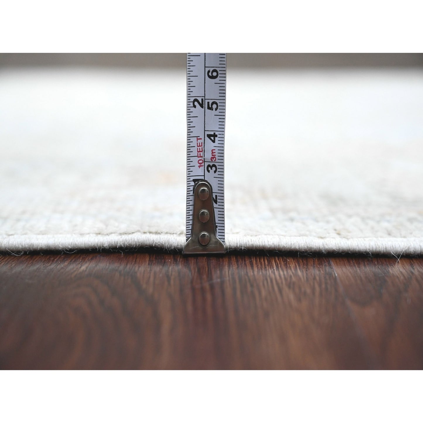 2'7"X12'6" Cement Gray Hand Knotted Afghan Angora Oushak Wool Runner Rug