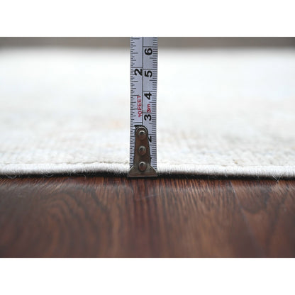 2'7"X12'6" Cement Gray Hand Knotted Afghan Angora Oushak Wool Runner Rug