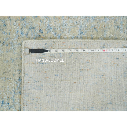 2'6"X10' Gray Wool And Silk Modern Jacquard Hand Loomed Runner