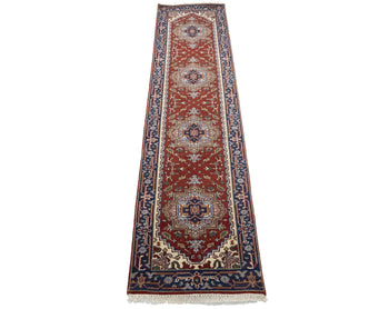 Handmade Wool Serapi Floral Oriental Runner Boho