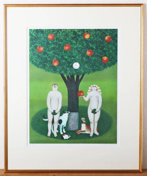 Jan Balet Adam & Eve Lithograph Signed Numbered Ltd Ed Naive Art Framed